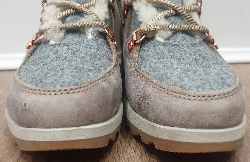 SOREL Beige Suede Grey & Cream Fabric Panel Rubber Sole Ankle Boots UK7.5 NEW!
