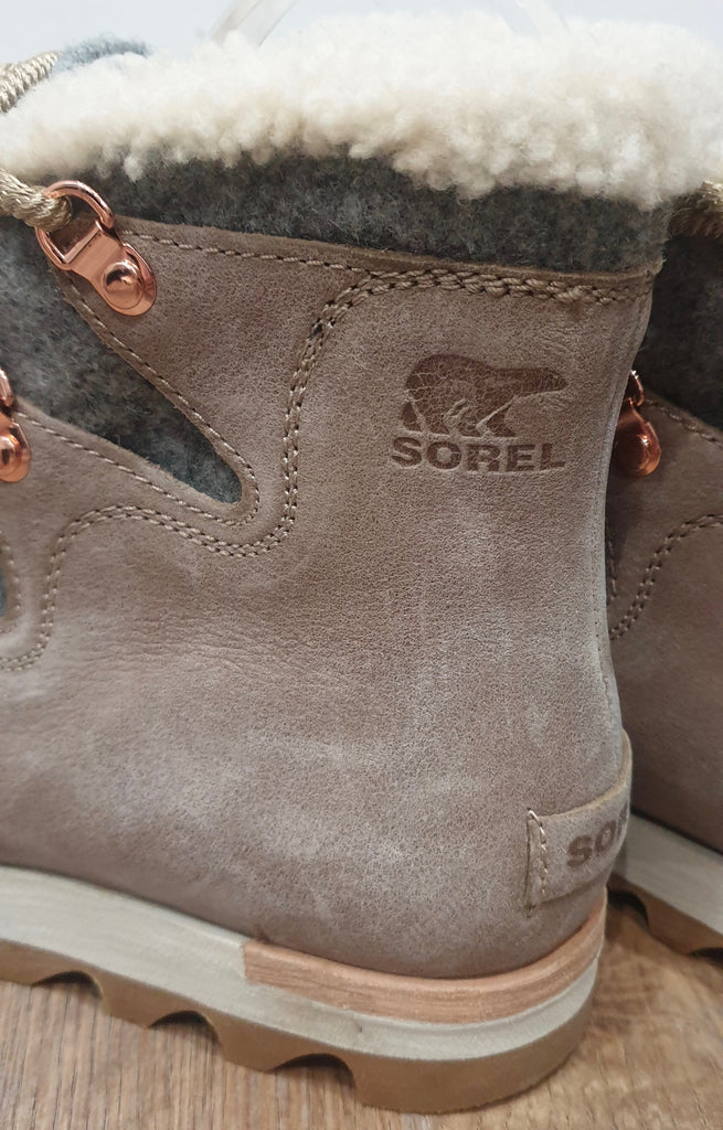 SOREL Beige Suede Grey & Cream Fabric Panel Rubber Sole Ankle Boots UK7.5 NEW!