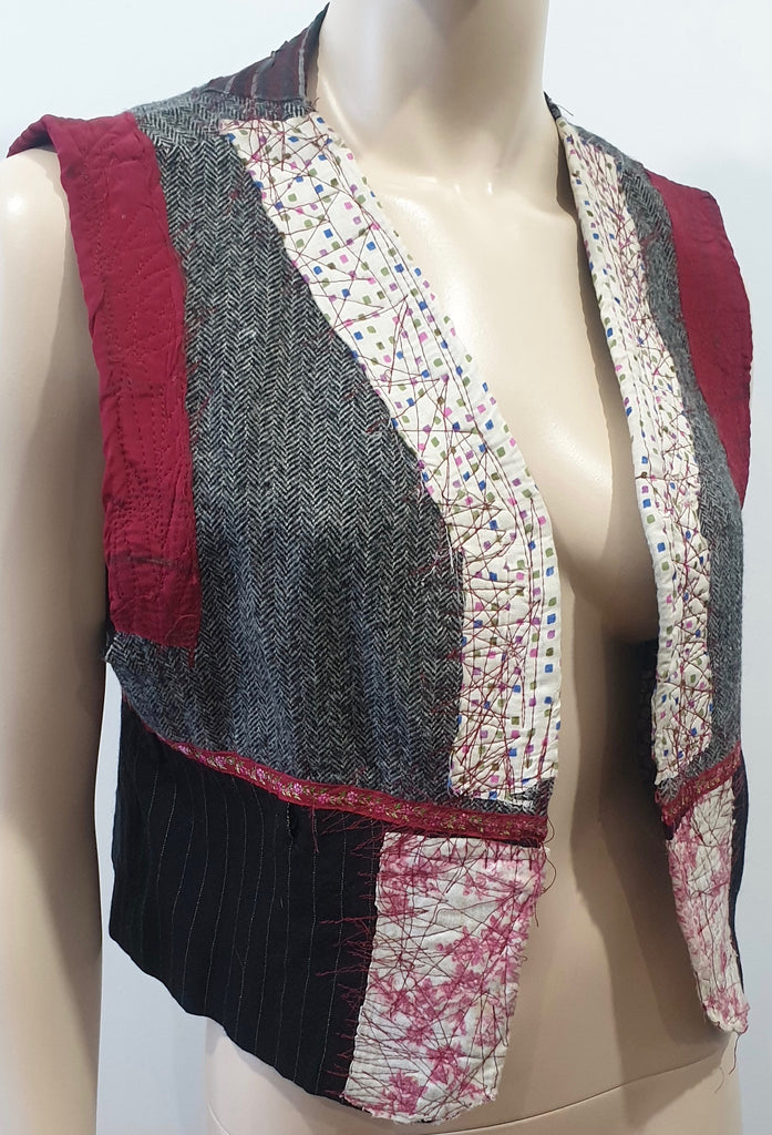 ANTONIO MARRAS Multi Colour Silk Blend Patchwork Waistcoat Gilet Jacket 42 UK10