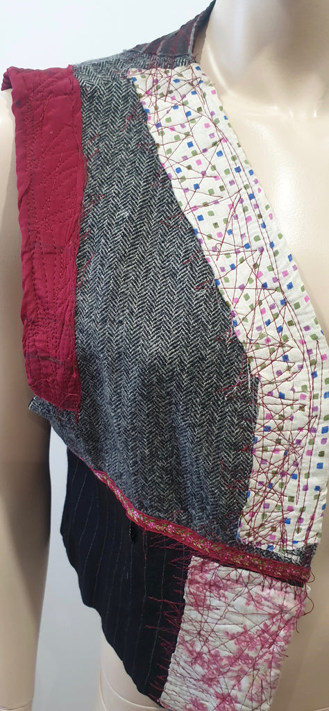 ANTONIO MARRAS Multi Colour Silk Blend Patchwork Waistcoat Gilet Jacket 42 UK10