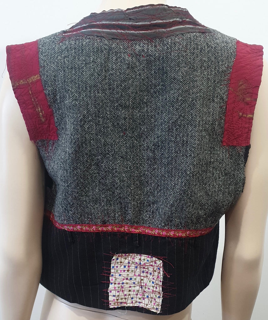 ANTONIO MARRAS Multi Colour Silk Blend Patchwork Waistcoat Gilet Jacket 42 UK10