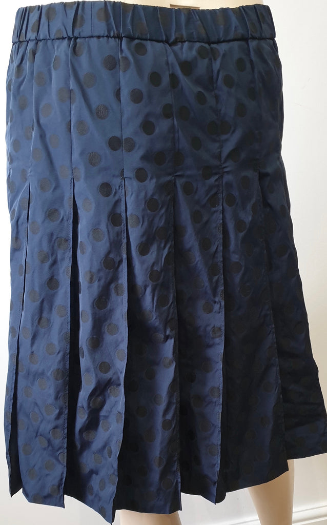 MONCLER Blue & Black Polka Dot Elasticated Waist Pleated Knee Length Skirt UK10