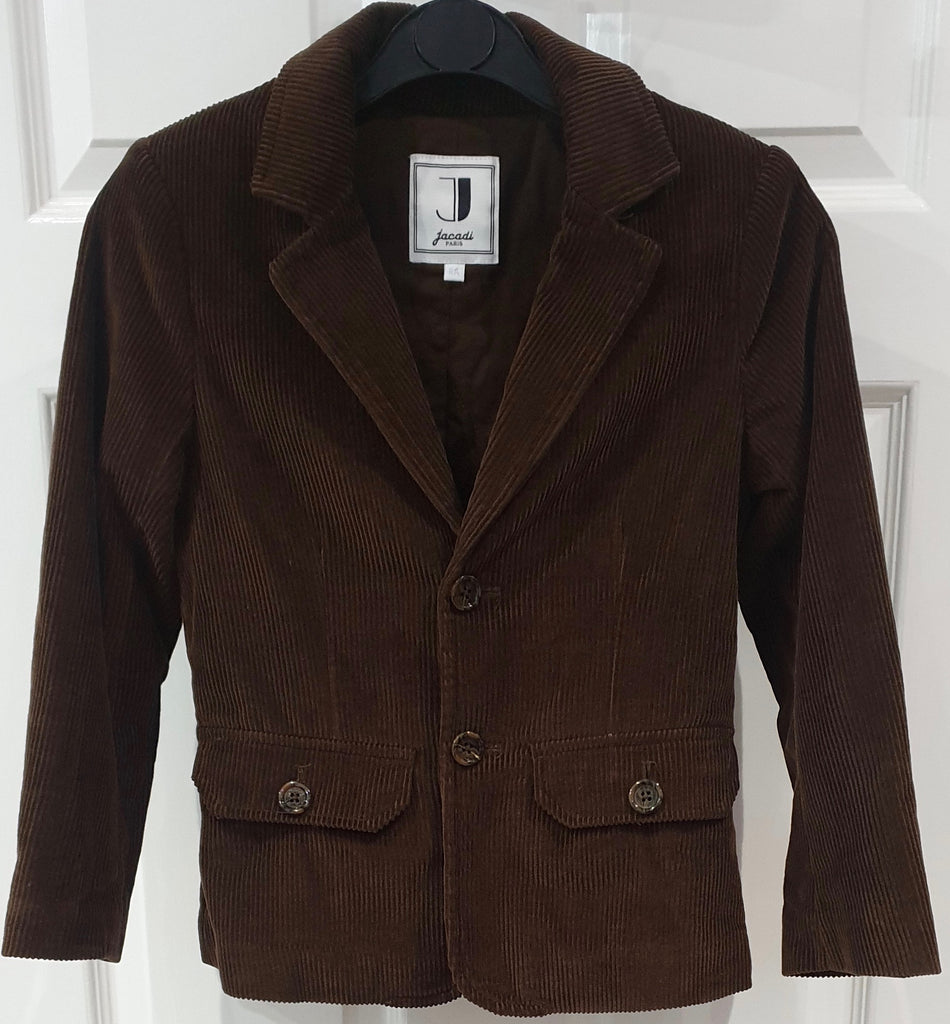 JACADI PARIS Junior Boy's Brown Cotton Cord Corduroy Casual Blazer Jacket 8Y