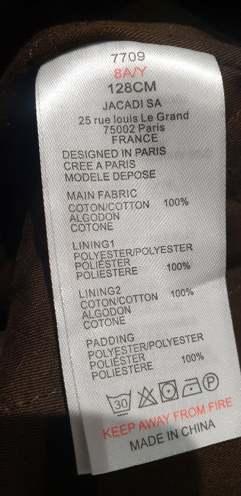 JACADI PARIS Junior Boy's Brown Cotton Cord Corduroy Casual Blazer Jacket 8Y