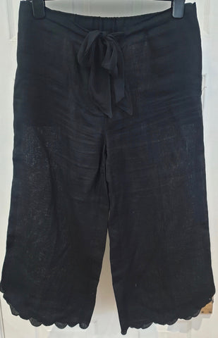 NICOLE FARHI Navy Blue & Black Cotton Blend Collared Blouse Shirt Top UK12
