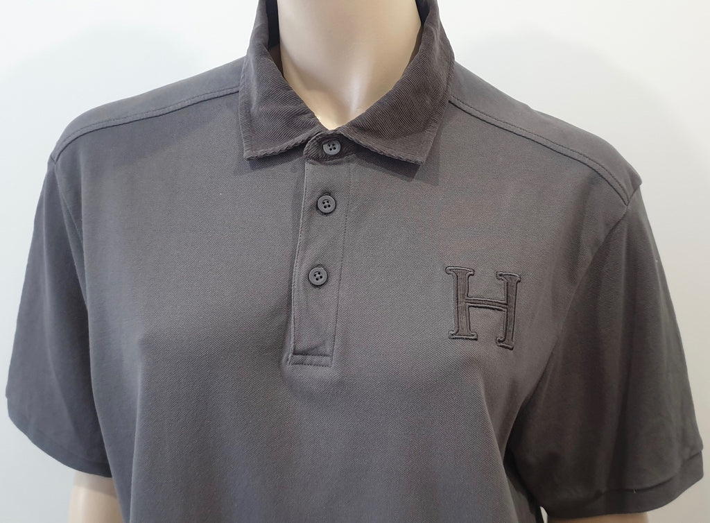 HACKETT Menswear Grey Slim Fit Cotton Collared Short Sleeve Polo T-Shirt Top XL