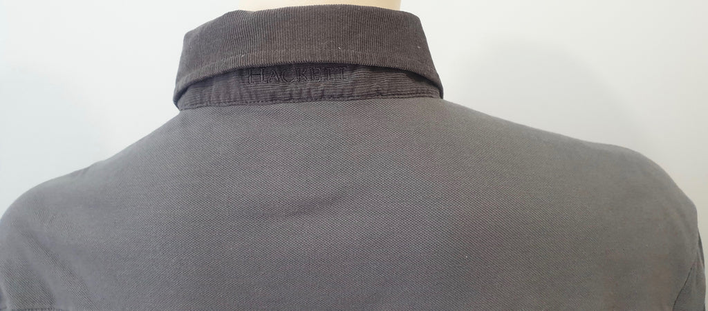 HACKETT Menswear Grey Slim Fit Cotton Collared Short Sleeve Polo T-Shirt Top XL
