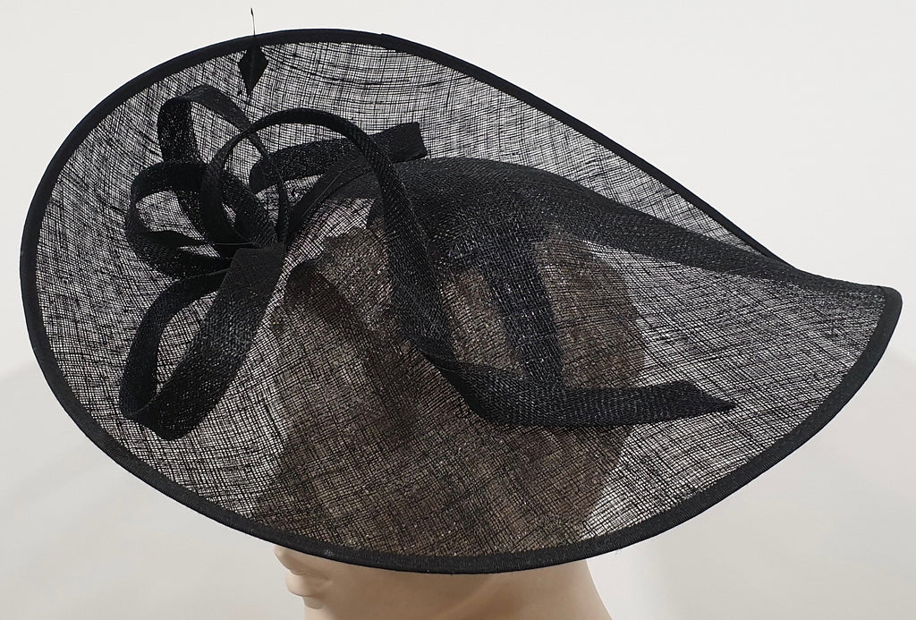 Women's Black Sinamay Occasion Wear Wedding Races Headband Fascinator Hat
