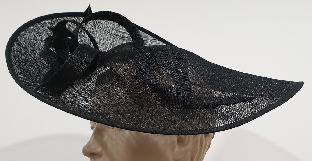 Women's Black Sinamay Occasion Wear Wedding Races Headband Fascinator Hat