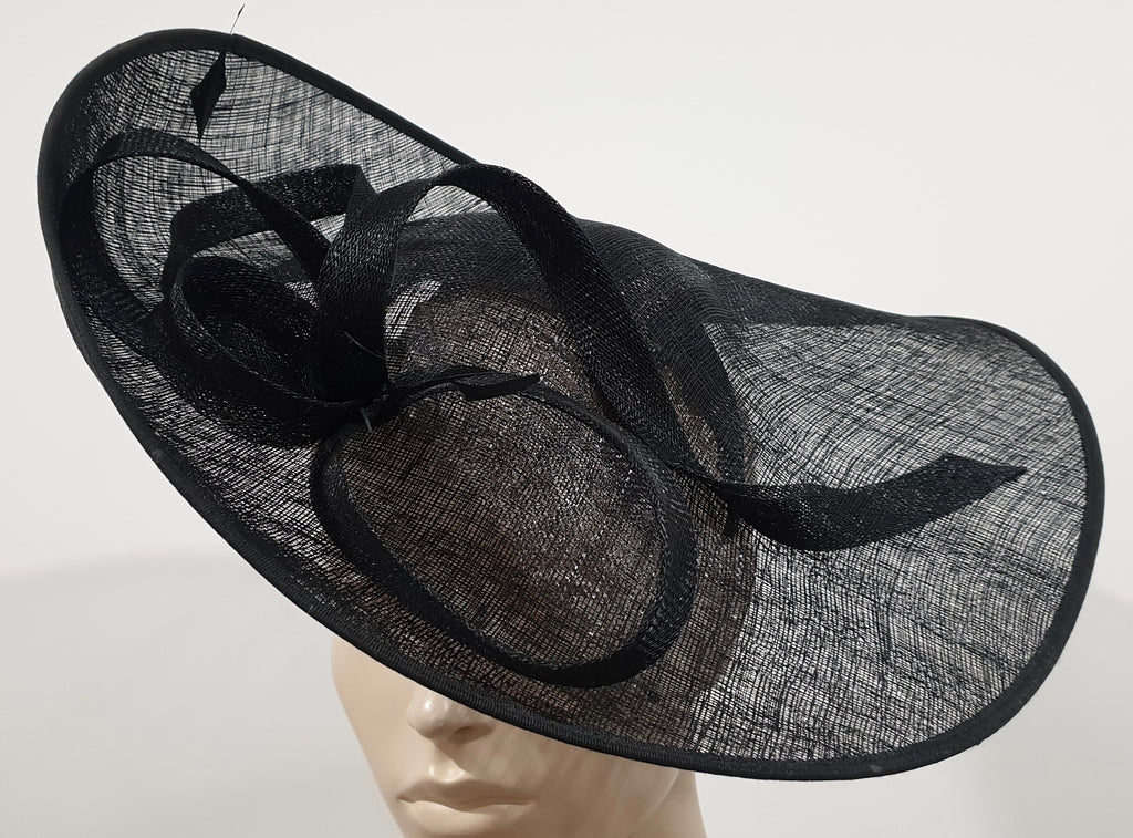Women's Black Sinamay Occasion Wear Wedding Races Headband Fascinator Hat