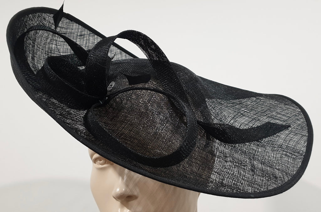 Women's Black Sinamay Occasion Wear Wedding Races Headband Fascinator Hat