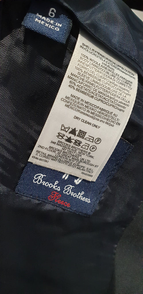 BROOKS BROTHERS Junior Boy's Navy Blue Black Wool Lined Formal Blazer Jacket 6Y