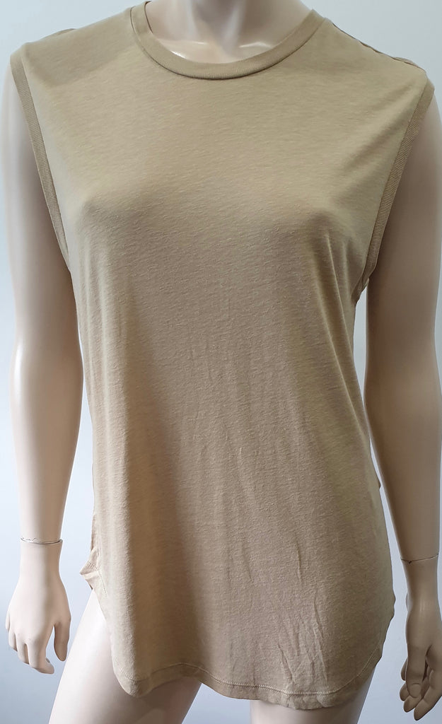 POLO RALPH LAUREN Beige Linen Blend Sleeveless Casual T-Shirt Tee Top M BNWT