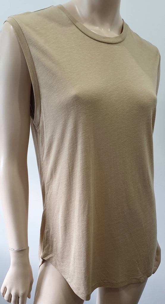 POLO RALPH LAUREN Beige Linen Blend Sleeveless Casual T-Shirt Tee Top M BNWT