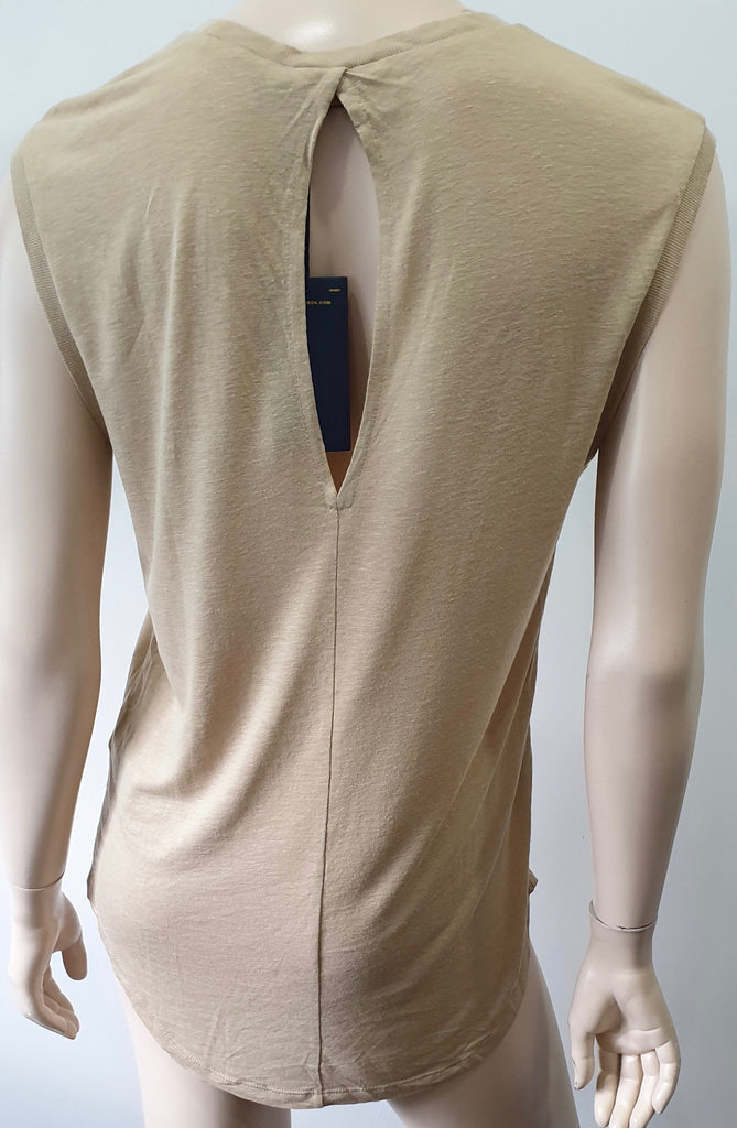 POLO RALPH LAUREN Beige Linen Blend Sleeveless Casual T-Shirt Tee Top M BNWT