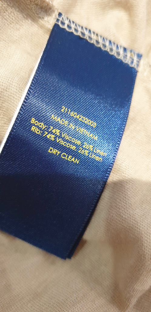 POLO RALPH LAUREN Beige Linen Blend Sleeveless Casual T-Shirt Tee Top M BNWT