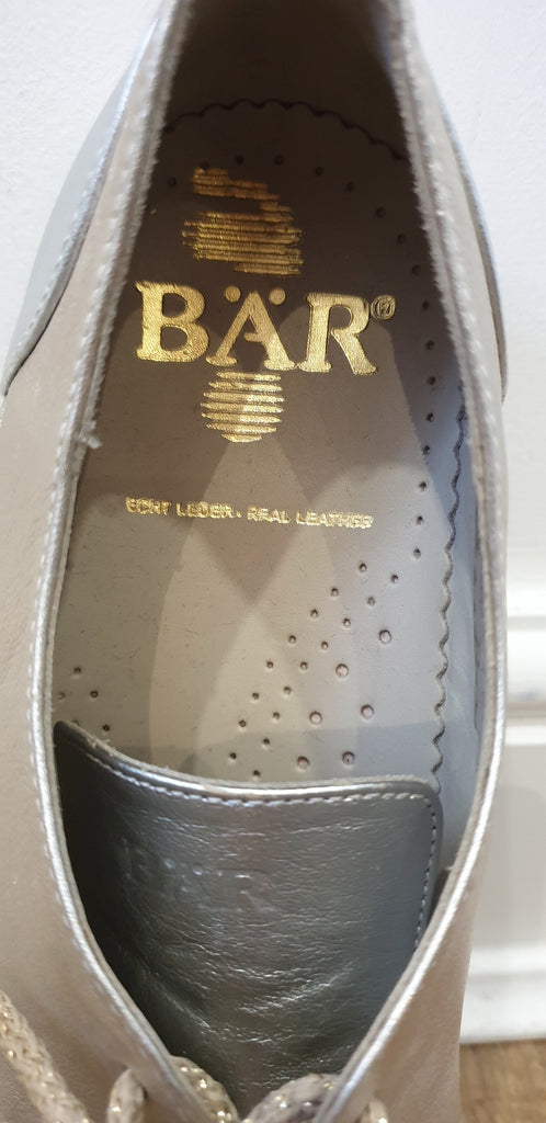 B.A.R Women's Silver Gold Matt Leather Lace Up Rubber Sole Sneakers Trainers UK6
