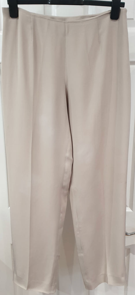 GIANFRANCO FERRE Beige Silk Blend Long Length Jacket & Trousers Pants Suit UK14
