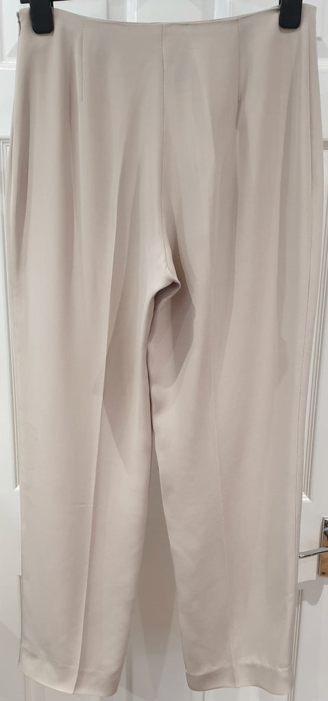 GIANFRANCO FERRE Beige Silk Blend Long Length Jacket & Trousers Pants Suit UK14