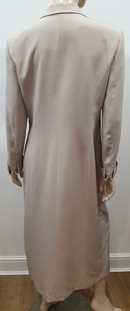 GIANFRANCO FERRE Beige Silk Blend Long Length Jacket & Trousers Pants Suit UK14
