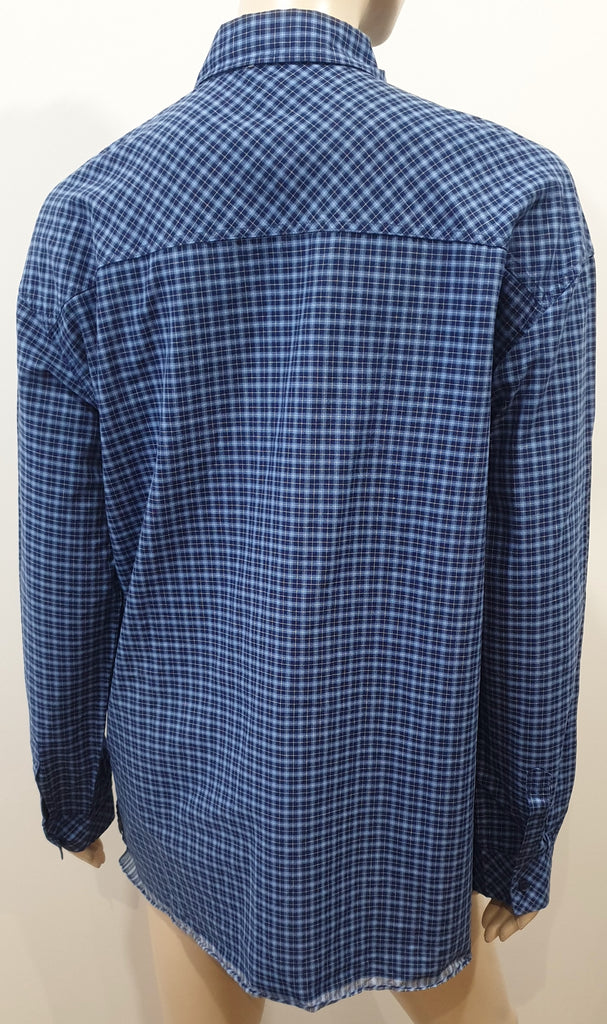 SONIA DE NISCO Blue Cotton Check Collared Long Sleeve Blouse Shirt Top IT44 UK12