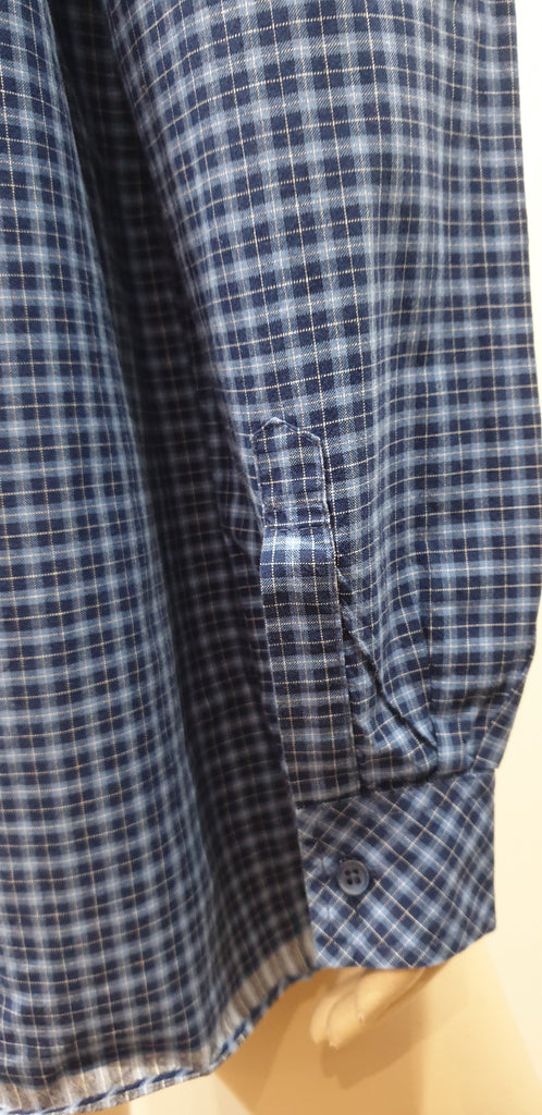 SONIA DE NISCO Blue Cotton Check Collared Long Sleeve Blouse Shirt Top IT44 UK12