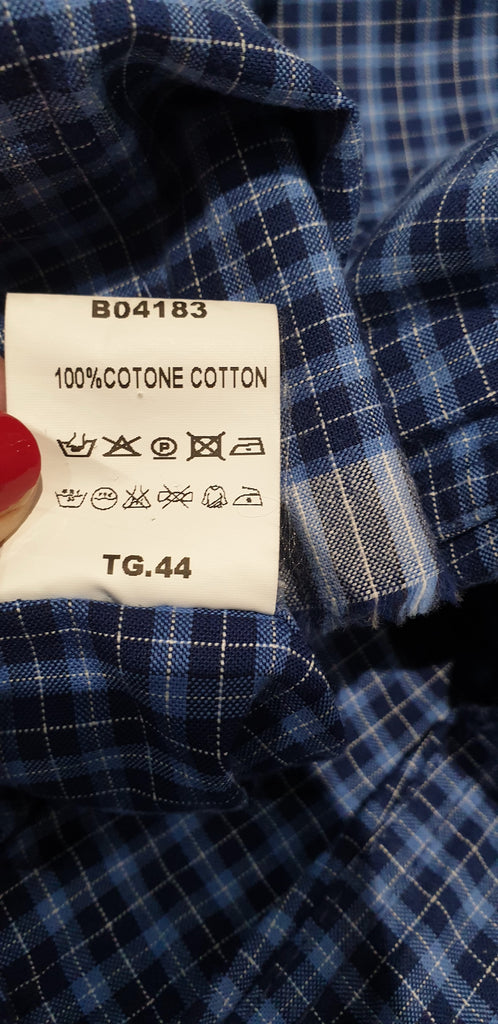 SONIA DE NISCO Blue Cotton Check Collared Long Sleeve Blouse Shirt Top IT44 UK12