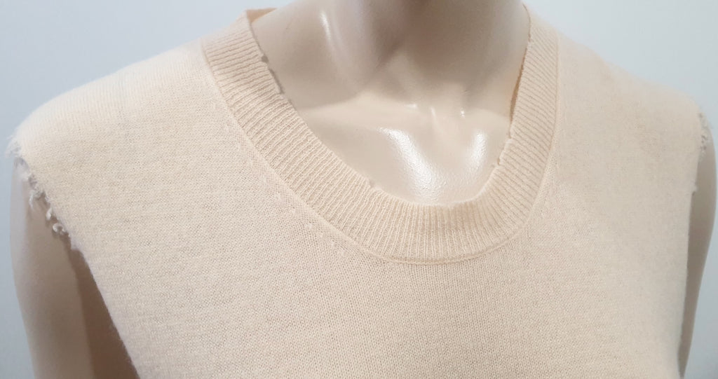 ZADIG & VOLTAIRE Pale Baby Pink Cashmere Fray Detail Vest Tank Jumper Sweater S