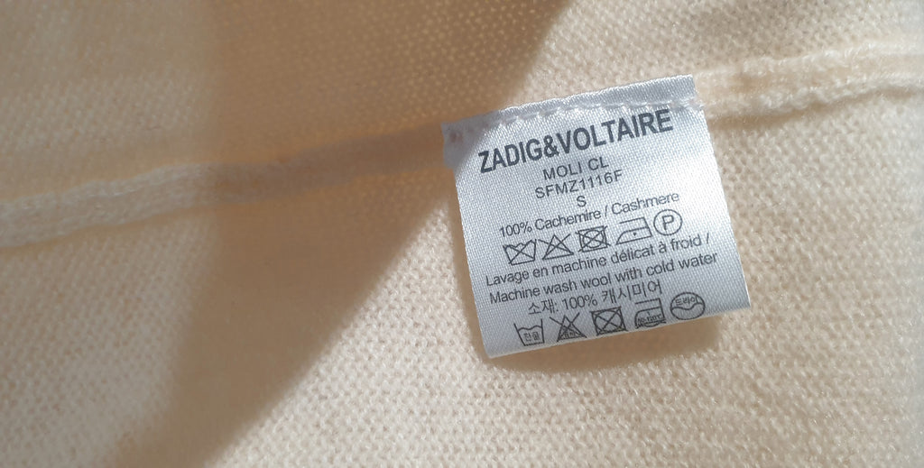 ZADIG & VOLTAIRE Pale Baby Pink Cashmere Fray Detail Vest Tank Jumper Sweater S