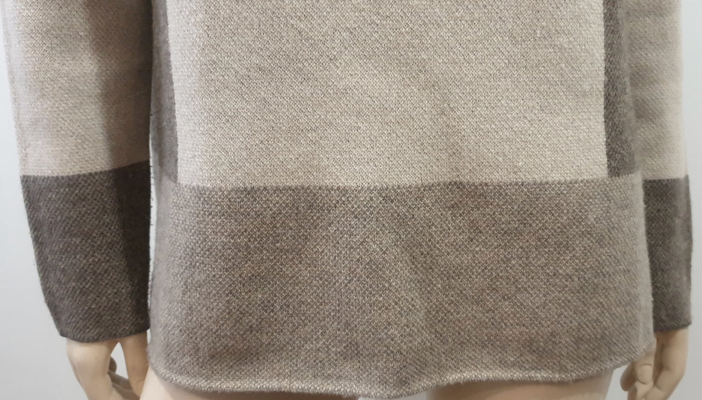 VINCE Beige Brown & Grey Colour Block Cashmere Blend Knit Jumper Sweater Top S