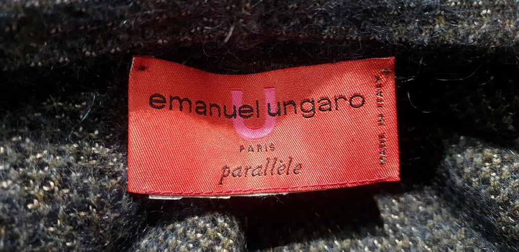 EMANUEL UNGARO PARALLELE Black & Multi Colour Floral Knitwear Cardigan Top S/M