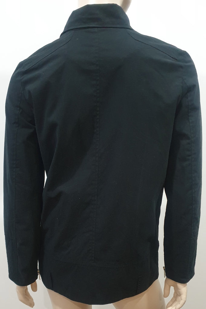 THE KOOPLES Black Cotton Blend Silver Tone Zipper Detail Casual Biker Jacket XS