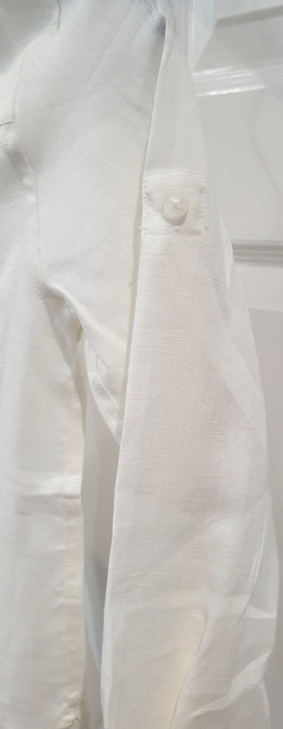 MARIE CHANTAL Junior Boys Cream Linen Collared Adjustable Sleeve Shirt 6Y BNWT