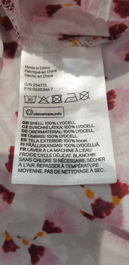 ANNA GLOVER For H&M White Pink Burgundy Geometric Print Blouse Shirt Top UK10