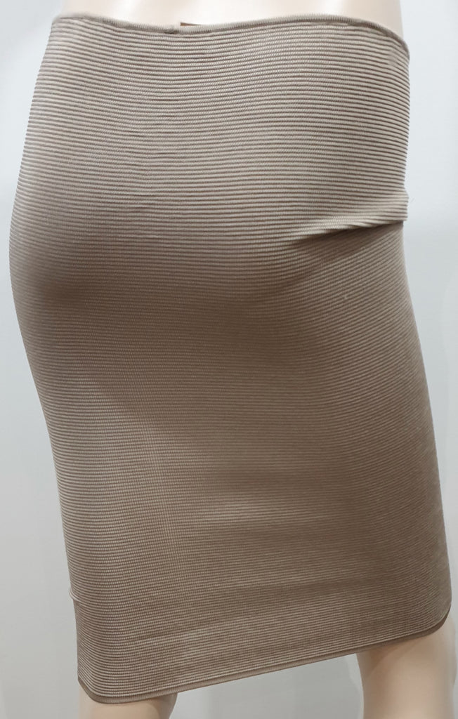 JITROIS Beige Brown Black Ribbed Front Python Panel Bodycon Short Mini Skirt UK8