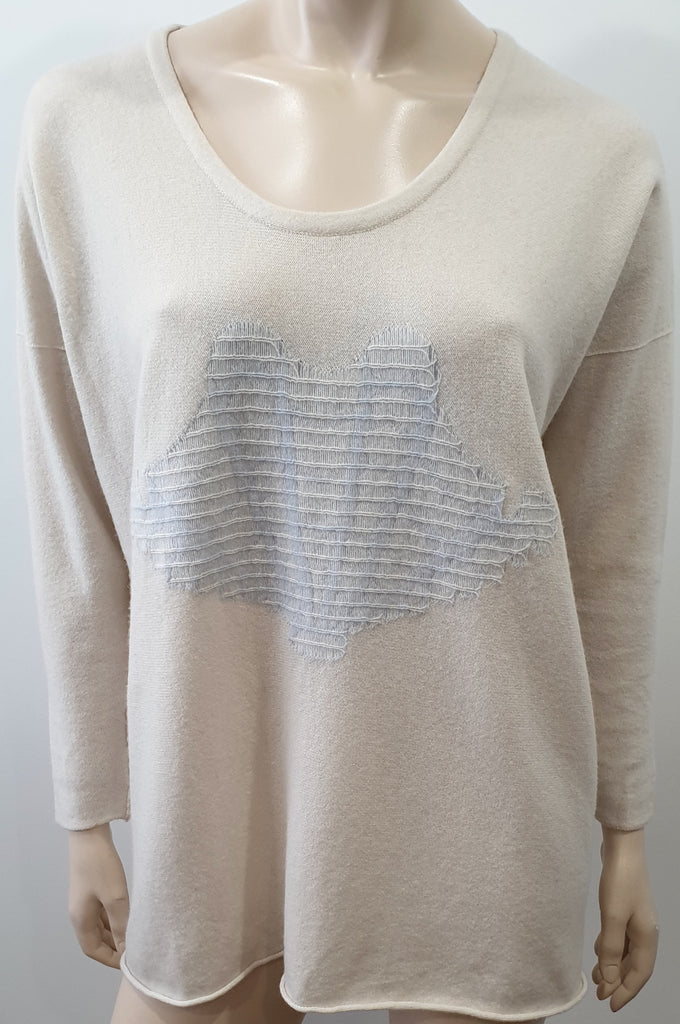 BAMFORD ENGLAND Cream Cashmere Wide Slouchy Knit Jumper Sweater Top XS