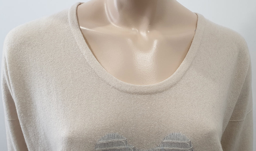 BAMFORD ENGLAND Cream Cashmere Wide Slouchy Knit Jumper Sweater Top XS