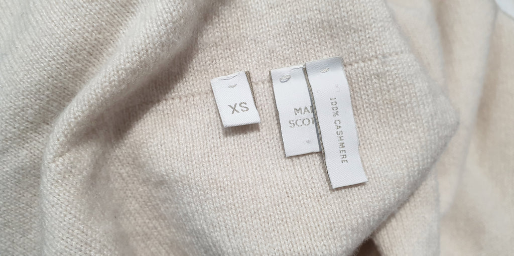 BAMFORD ENGLAND Cream Cashmere Wide Slouchy Knit Jumper Sweater Top XS