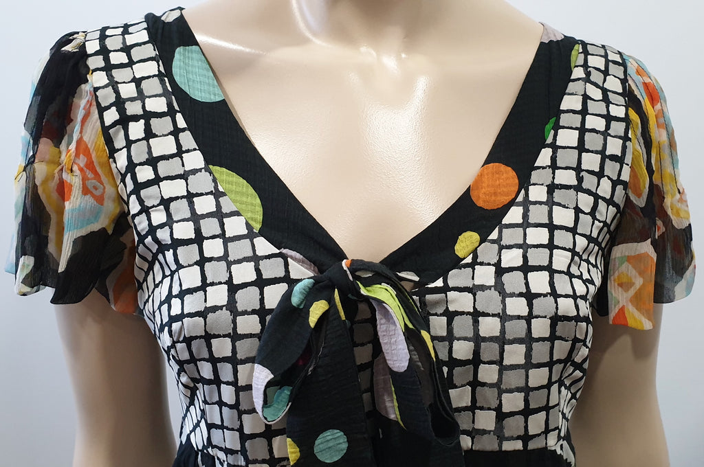 MAURIZIO PECORARO MILANO Multi Colour Patch Short Sleeve Maxi Dress UK10