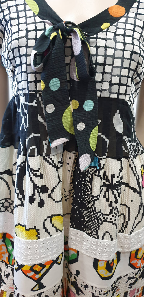 MAURIZIO PECORARO MILANO Multi Colour Patch Short Sleeve Maxi Dress UK10