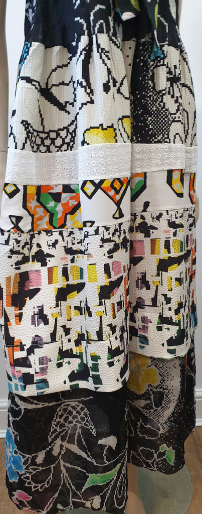 MAURIZIO PECORARO MILANO Multi Colour Patch Short Sleeve Maxi Dress UK10