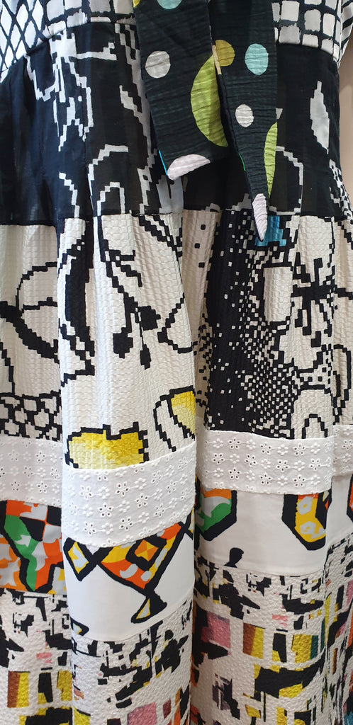 MAURIZIO PECORARO MILANO Multi Colour Patch Short Sleeve Maxi Dress UK10