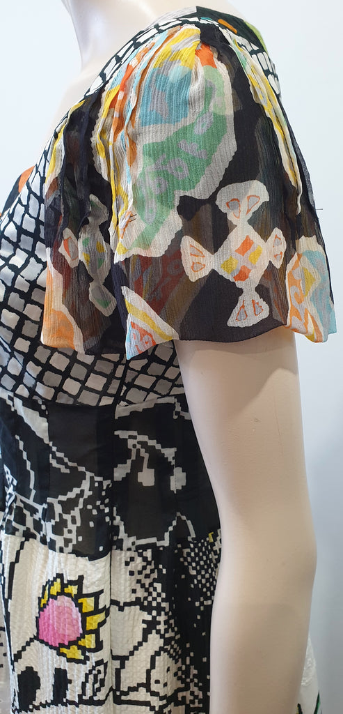 MAURIZIO PECORARO MILANO Multi Colour Patch Short Sleeve Maxi Dress UK10