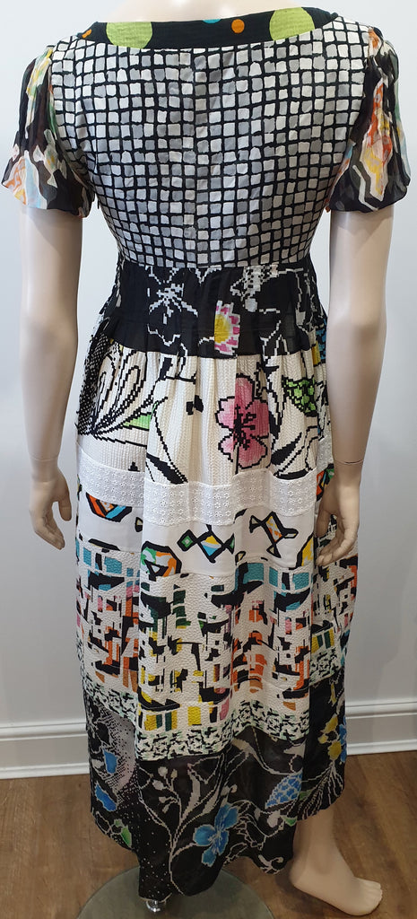 MAURIZIO PECORARO MILANO Multi Colour Patch Short Sleeve Maxi Dress UK10