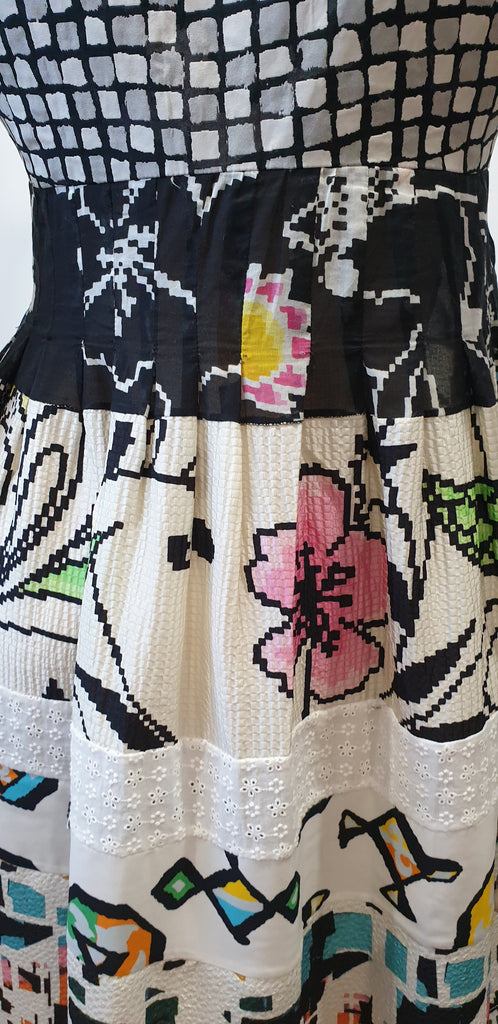 MAURIZIO PECORARO MILANO Multi Colour Patch Short Sleeve Maxi Dress UK10