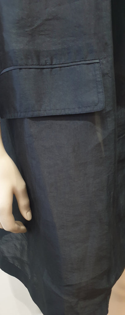 DONNA KARAN SIGNATURE Black Silk Open Front Sleeveless Evening Blouse Jacket M