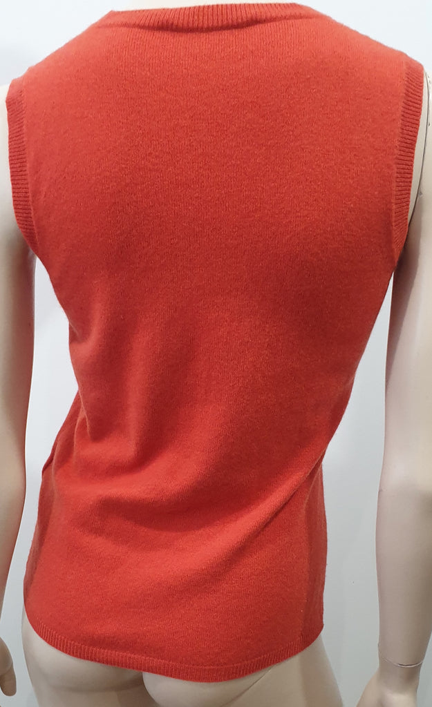 FABIANA FILIPPI Orange Merino Wool Silk Cashmere Knitwear Jumper Tank Top UK12