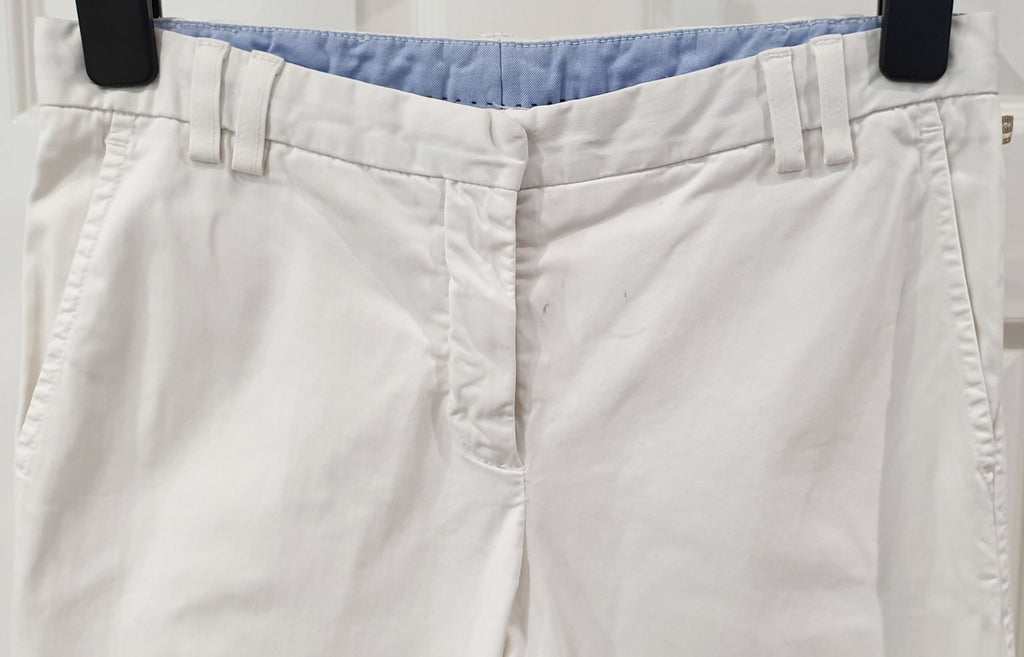 FABIANA FILIPPI White Cotton Stretch Crop Capri Slim Tapered Trousers Pants UK10