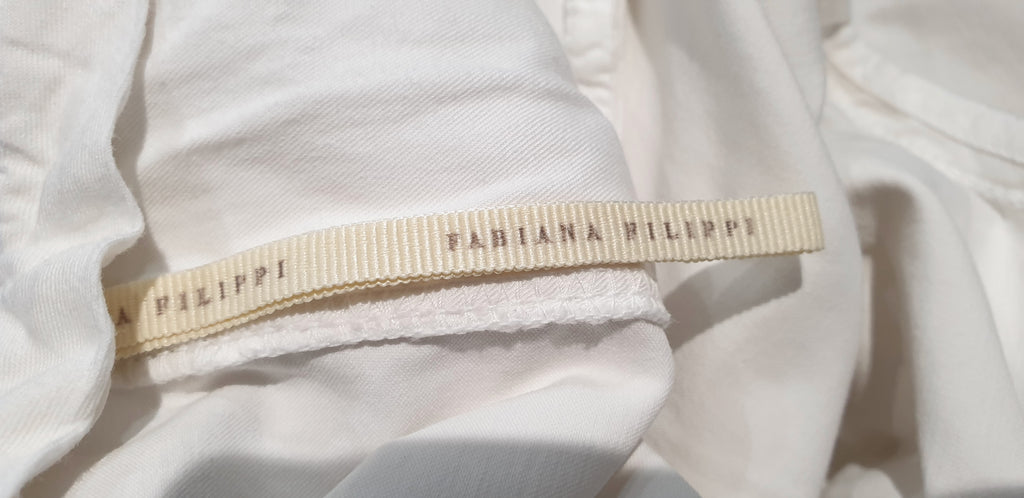 FABIANA FILIPPI White Cotton Stretch Crop Capri Slim Tapered Trousers Pants UK10