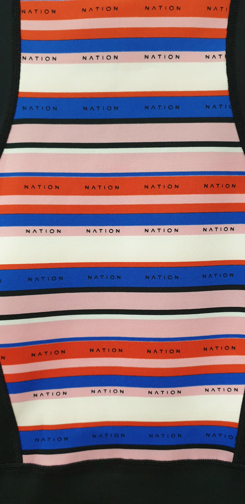 PE NATION Multi Colour OFF THE HOOK Stripe Zip Front One Piece Swimsuit BNWT